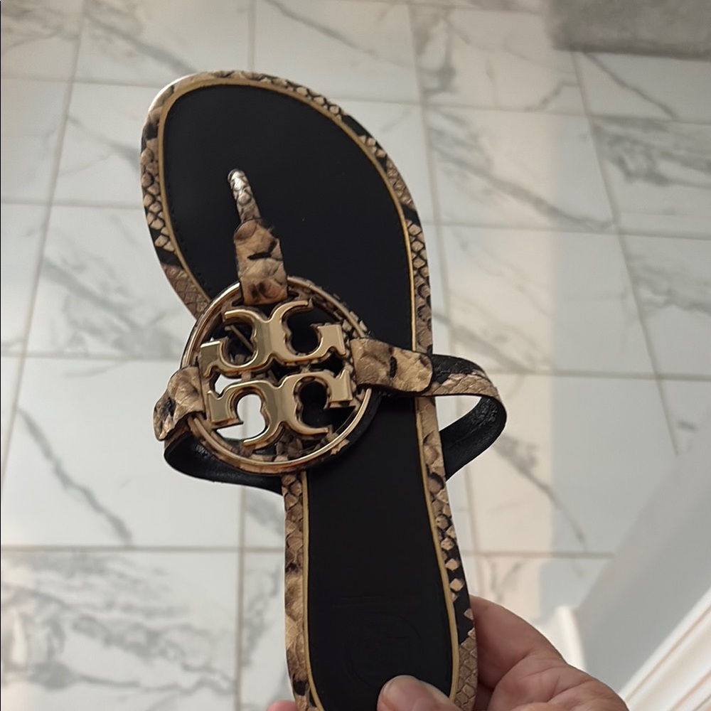 Tory Burch Black and Tan Sandals with Elegant Style